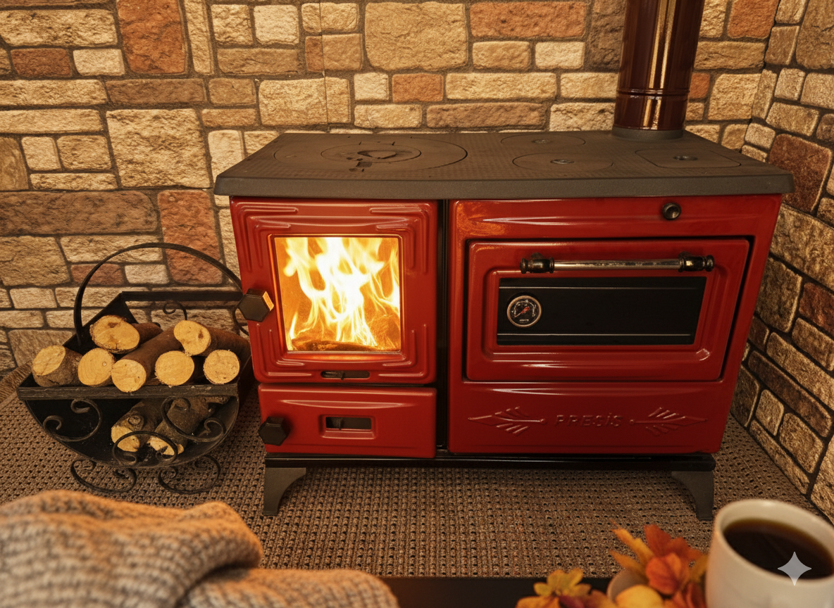 Black Enameled Cast Iron Wood Burning Stove, Cooker Stove, Oven Stove,