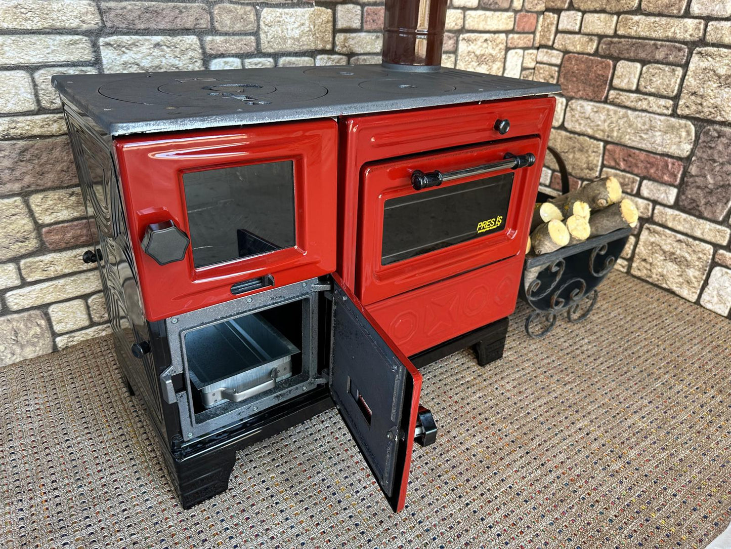 Burning Fireplace Wood Stove, Cast Iron Cooker Stove Farmhouse Stove With Oven 132 Lb-60 kg