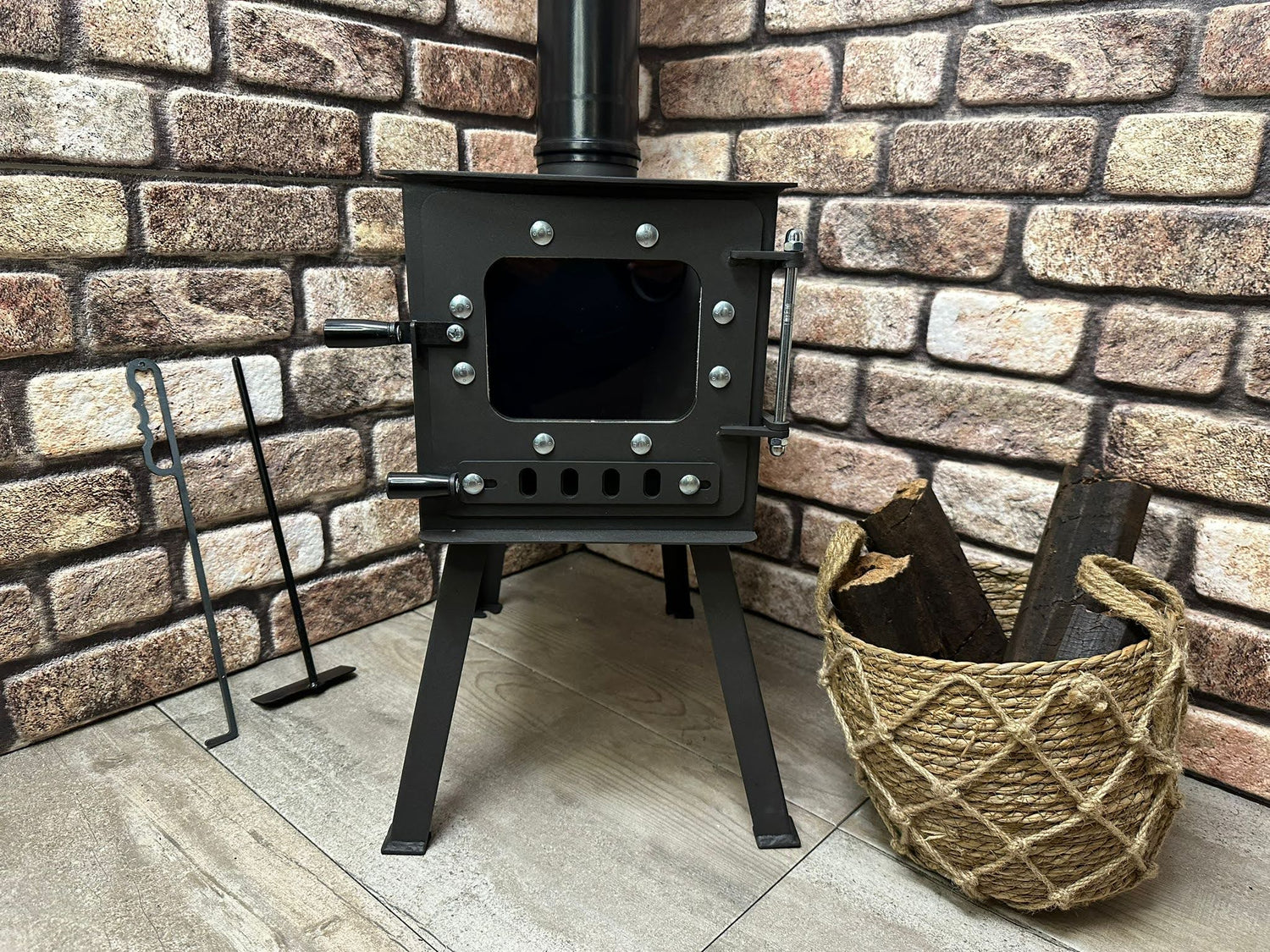 Heavy duty long size wood stove for small spaces, camper stove, caravan stove, RV Stove