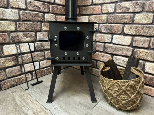Heavy duty long size wood stove for small spaces, camper stove, caravan stove, RV Stove