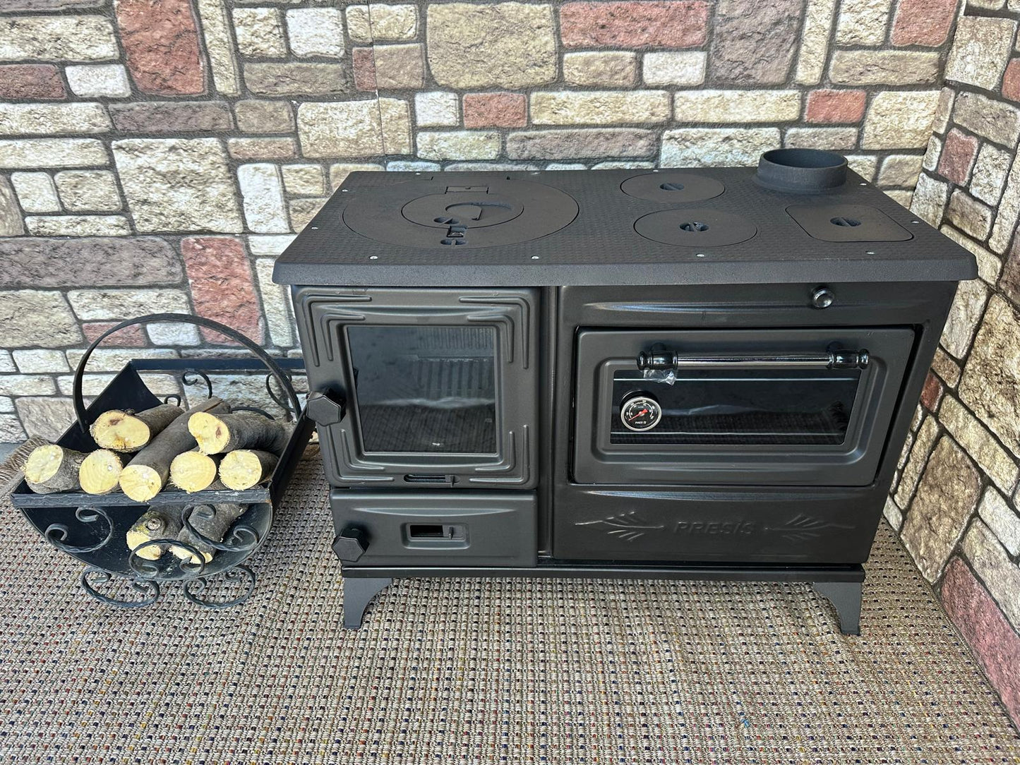 Black Enameled Cast Iron Wood Burning Stove, Cooker Stove, Oven Stove, Wood Stove with Oven, Cooker Stove