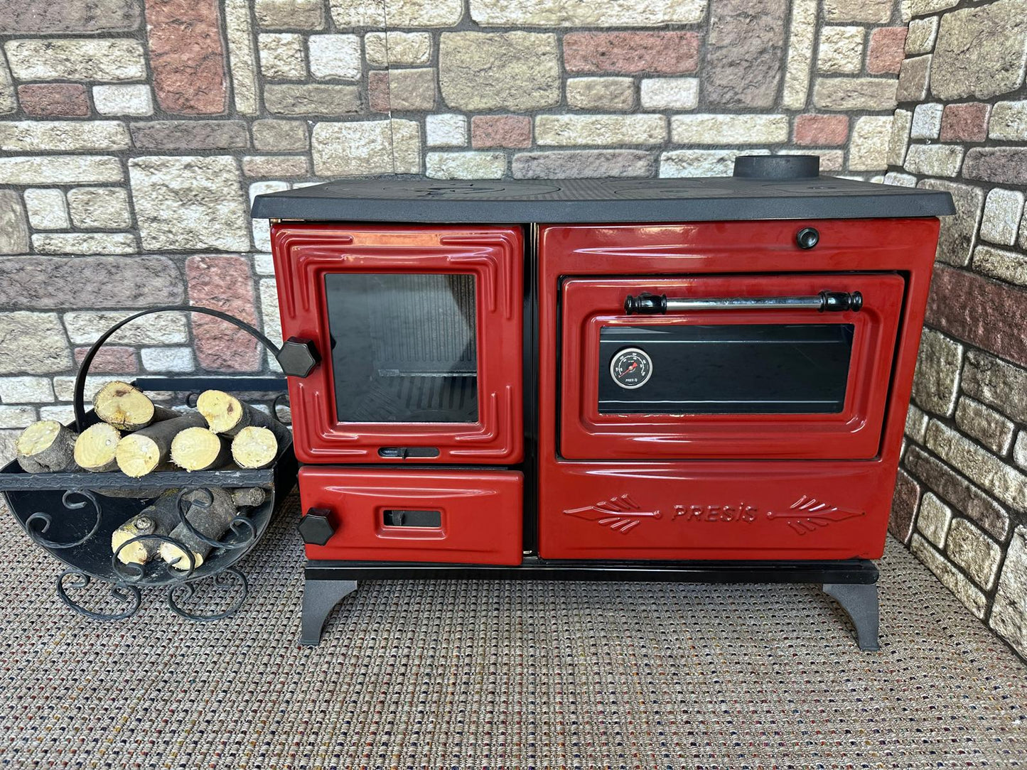 Black Enameled Cast Iron Wood Burning Stove, Cooker Stove, Oven Stove, Wood Stove with Oven, Cooker Stove