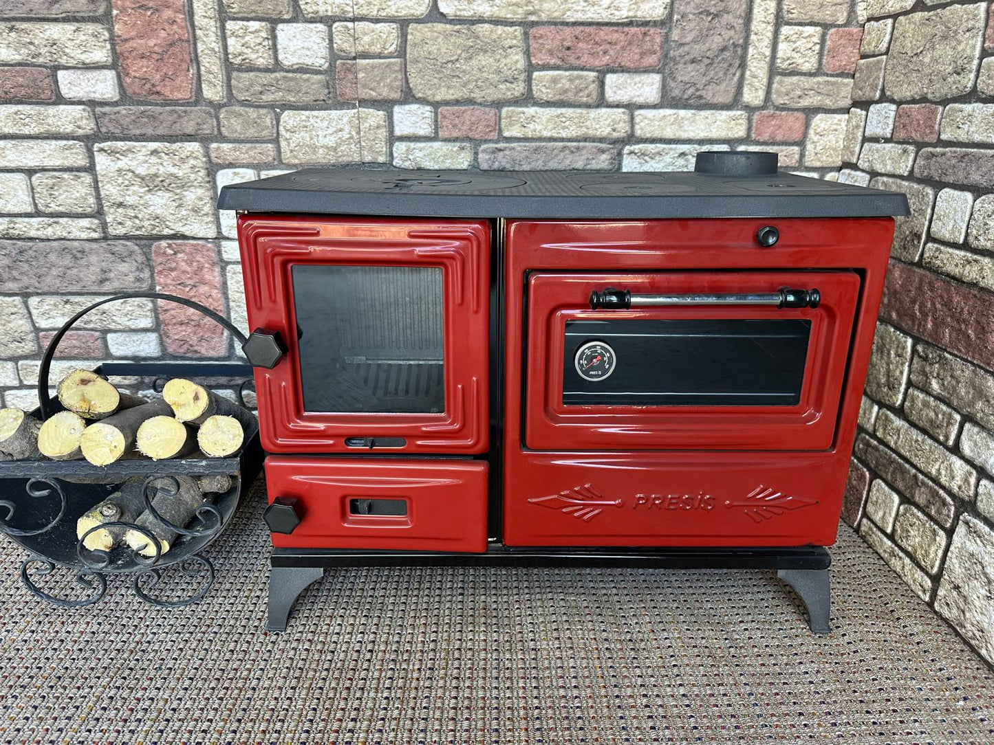 Black Enameled Cast Iron Wood Burning Stove, Cooker Stove, Oven Stove, Wood Stove with Oven, Cooker Stove