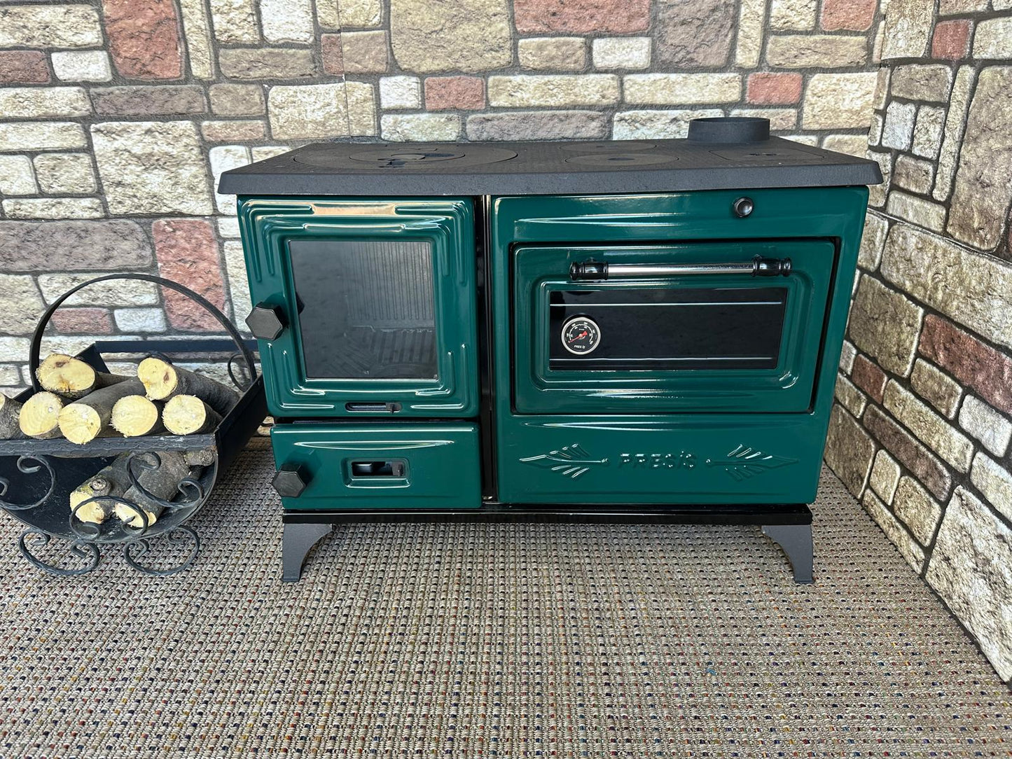 Black Enameled Cast Iron Wood Burning Stove, Cooker Stove, Oven Stove, Wood Stove with Oven, Cooker Stove