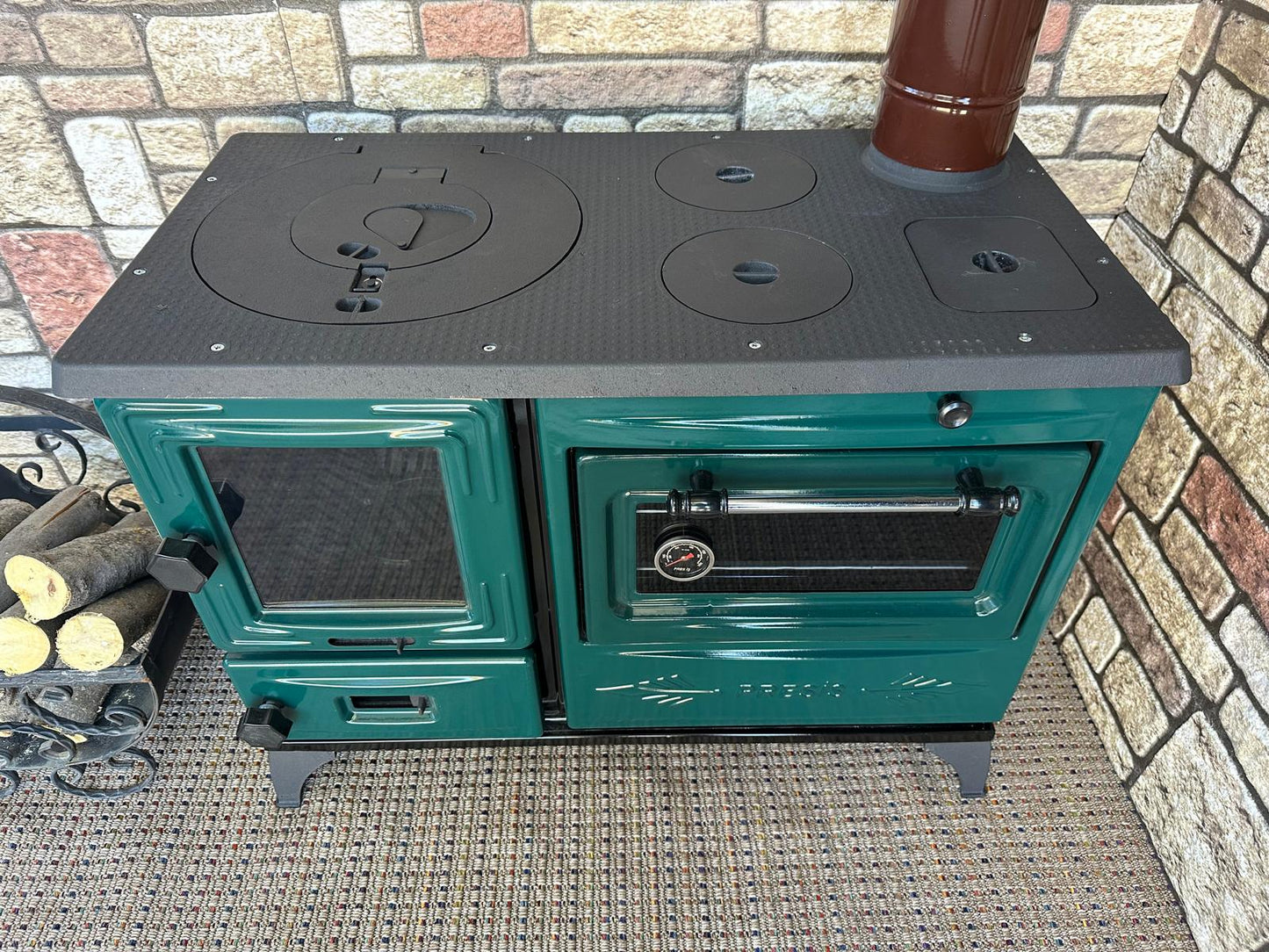 Black Enameled Cast Iron Wood Burning Stove, Cooker Stove, Oven Stove, Wood Stove with Oven, Cooker Stove