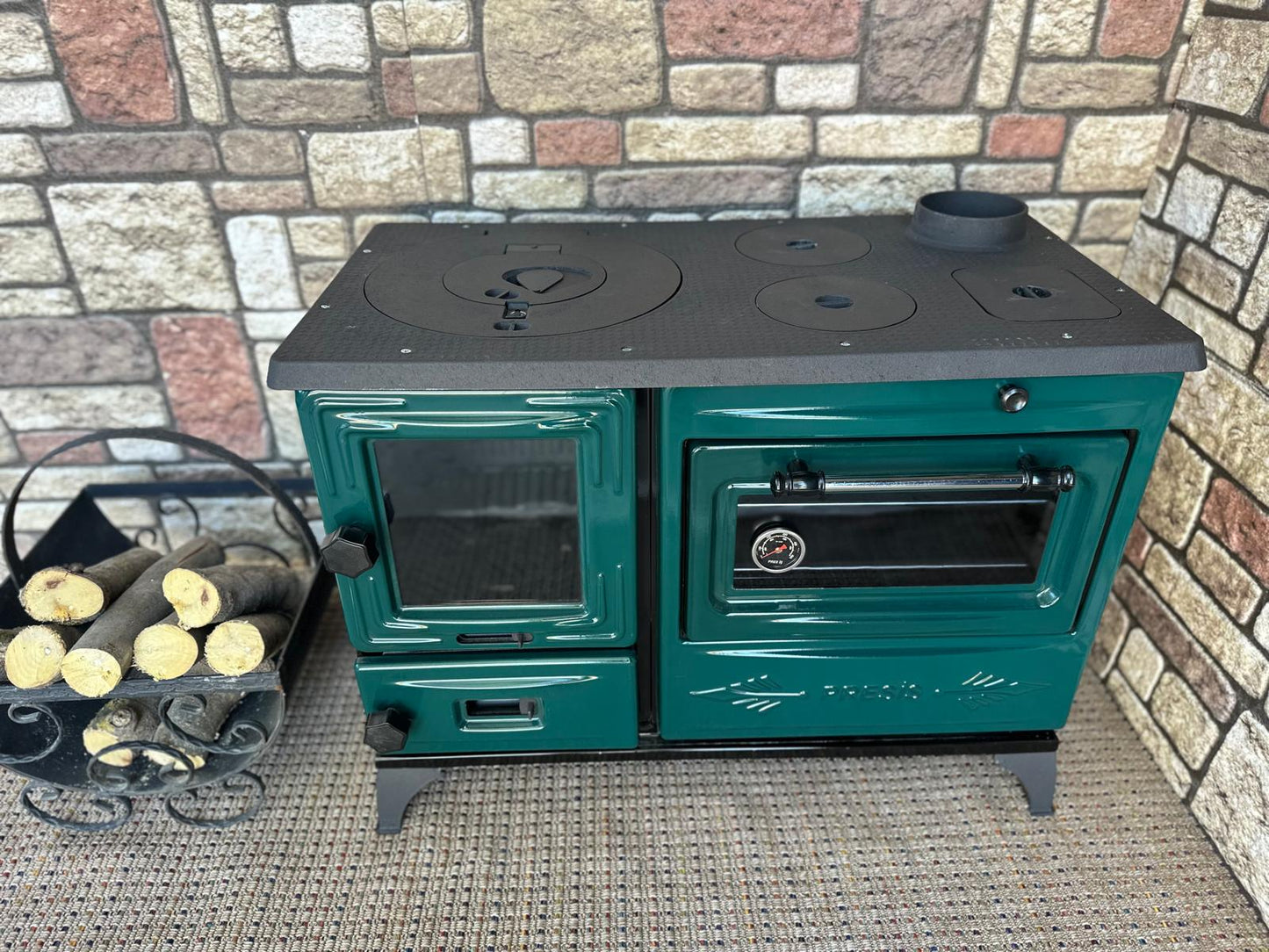 Black Enameled Cast Iron Wood Burning Stove, Cooker Stove, Oven Stove, Wood Stove with Oven, Cooker Stove