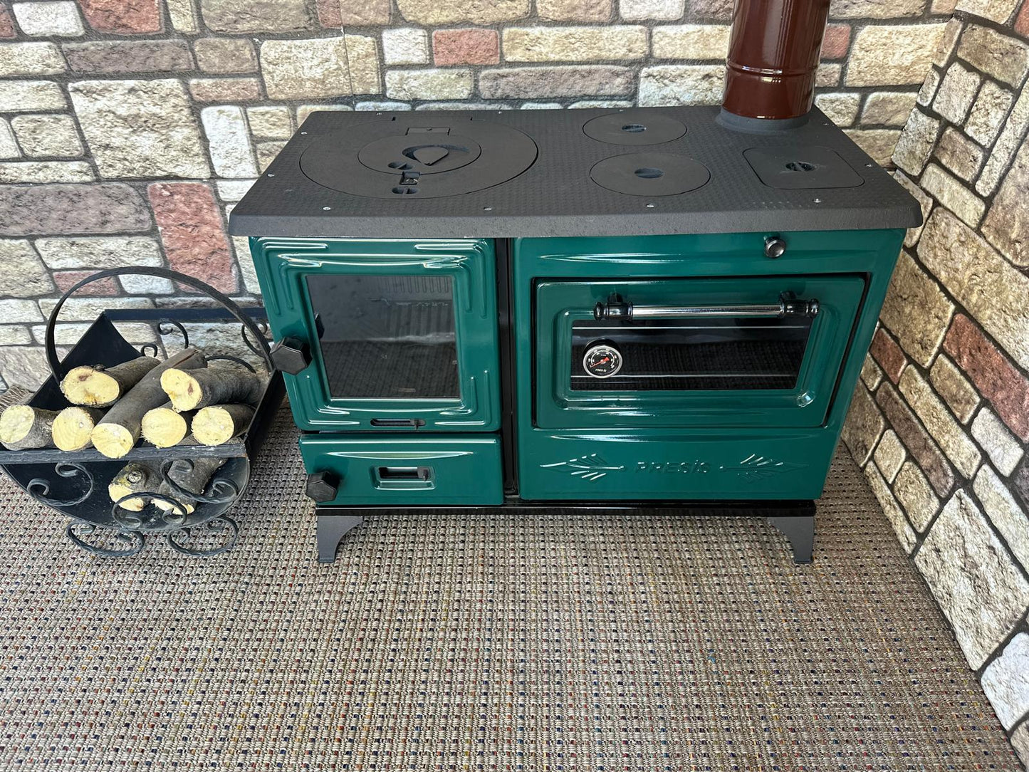 Black Enameled Cast Iron Wood Burning Stove, Cooker Stove, Oven Stove, Wood Stove with Oven, Cooker Stove